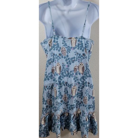 Echo Light Blue Owl Print Spaghetti Strap Sleepwear Medium Lightweight Soft - Picture 2 of 5